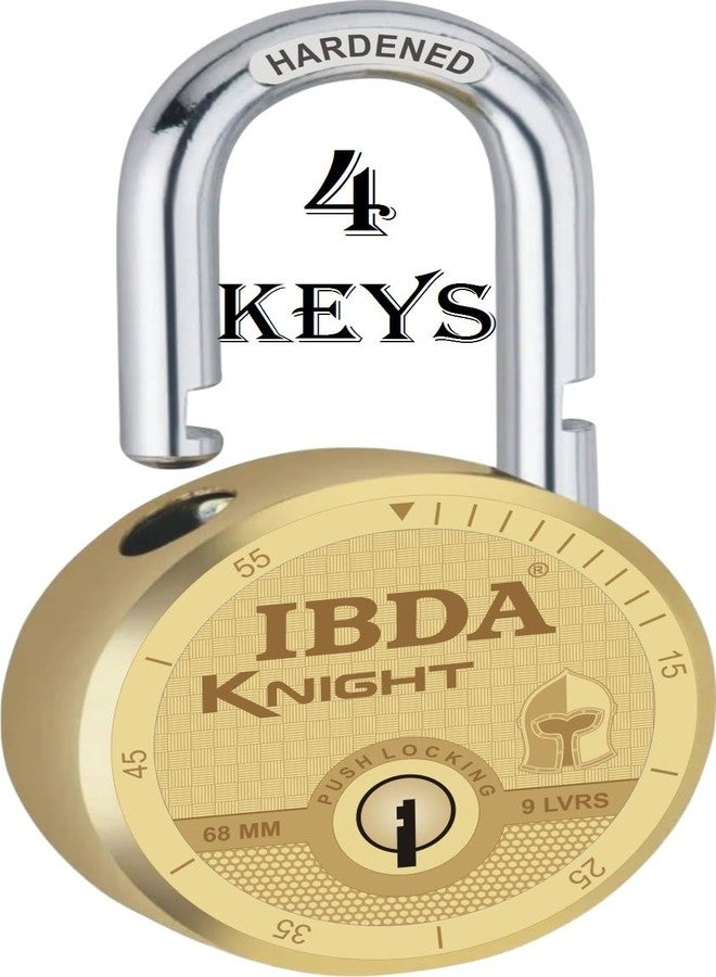 IBDA Lock with 4 Keys | Lock with Multiple Keys | Lock and Keys | Push/auto Lock | High Security Steel Body | Lock for Home, Shutter, gate, Door, Shop, School, Flat, Warehouse (Gold) - Image 1